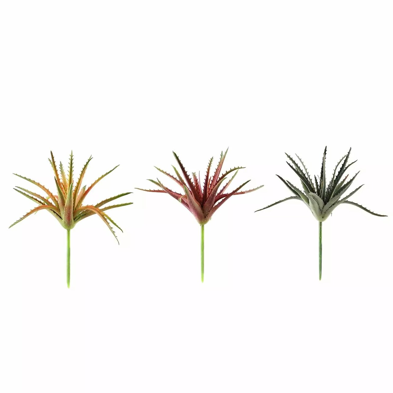 Set of 3 12" tall Assorted Aloe Faux Succulent Picks Sprays Stems Wedding Party